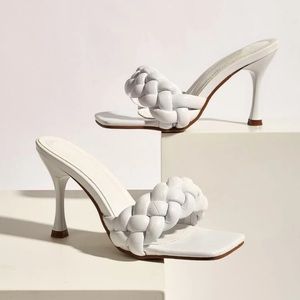 Braided Stiletto Heeled Mules